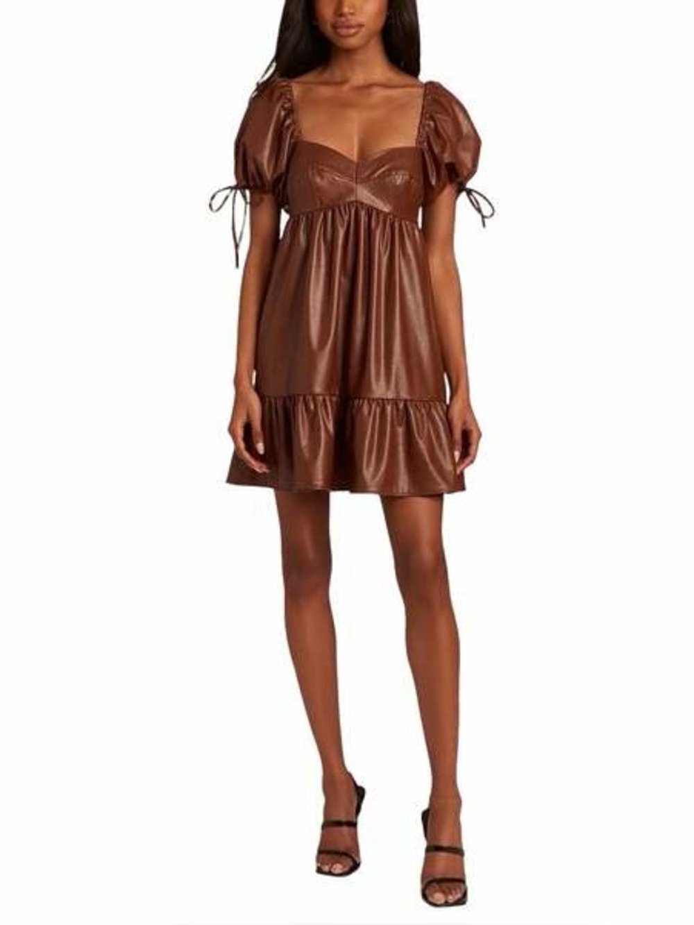 Amanda Uprichard Sicily Faux Leather Mini Dress Brown NWT